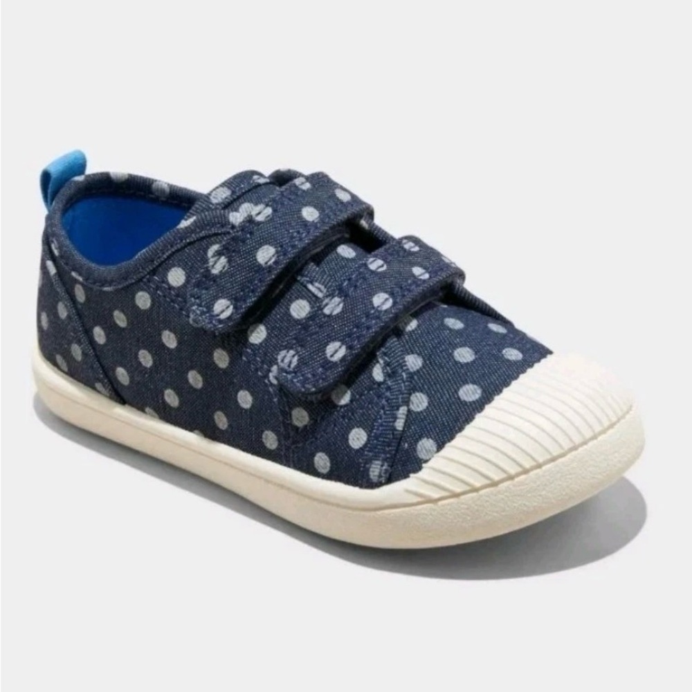 Girl’s Cat & Jack Parker Denim Sneakers Blue Polka Dot
Size 12 T 
NEW!